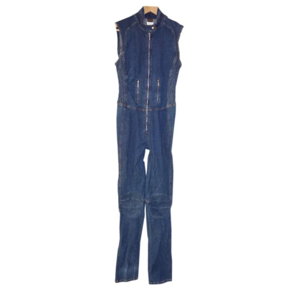 Plein Sud Stretch Denim Jumpsuit With Stretch Waist & Lots Of Detail Size 8 New